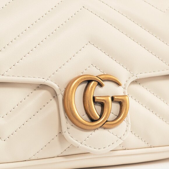 Gucci GG Marmont White Matelasse Chevron Leather Small Shoulder Bag - Picture 8 of 14